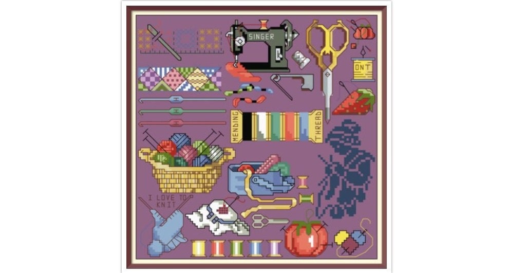 Vintage Needlewoman Cross Stitch Pattern: Sewing Accessories (PDF) - Image 3