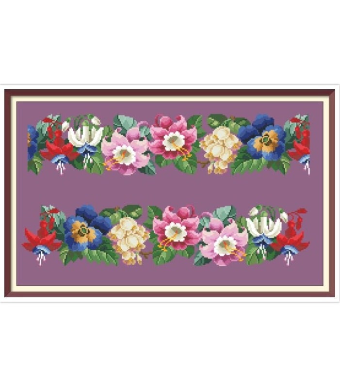 Antique Floral Border Cross Stitch Pattern: Berlin Embroidery (PDF) - Image 4