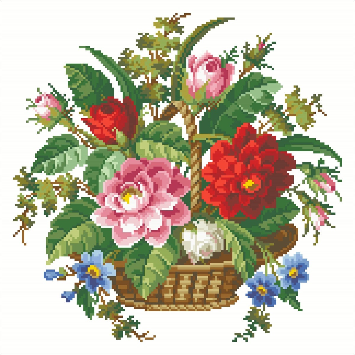 Antique Bouquet Cross Stitch Pattern: Berlin Embroidery (PDF) - Image 2