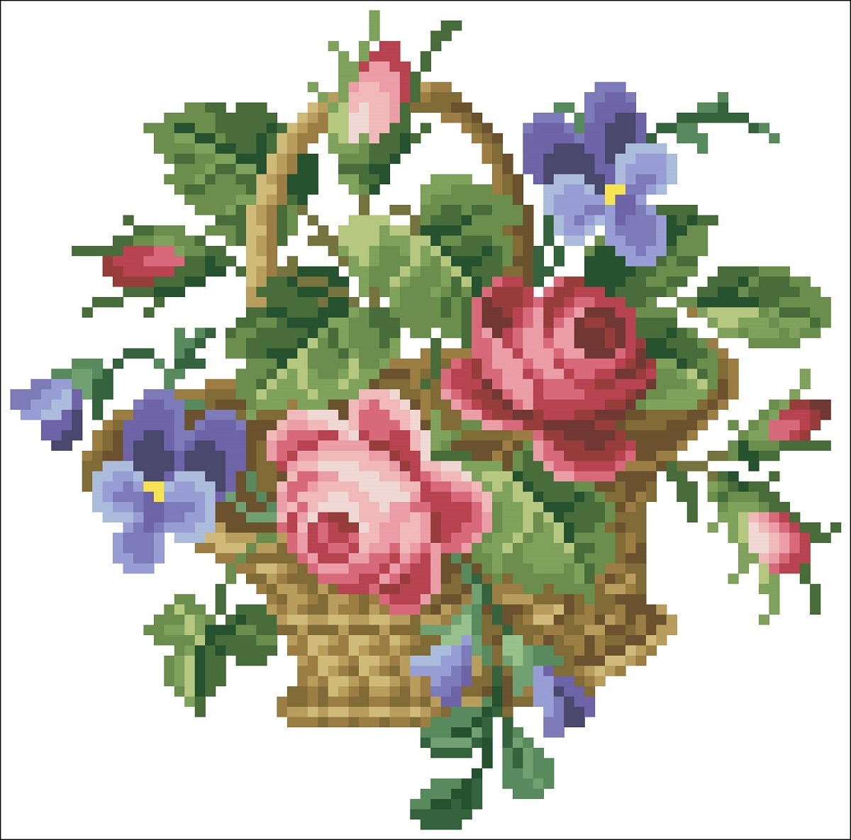 Classic Roses Cross Stitch Pattern: Antique Floral Bouquet (PDF) - Image 2