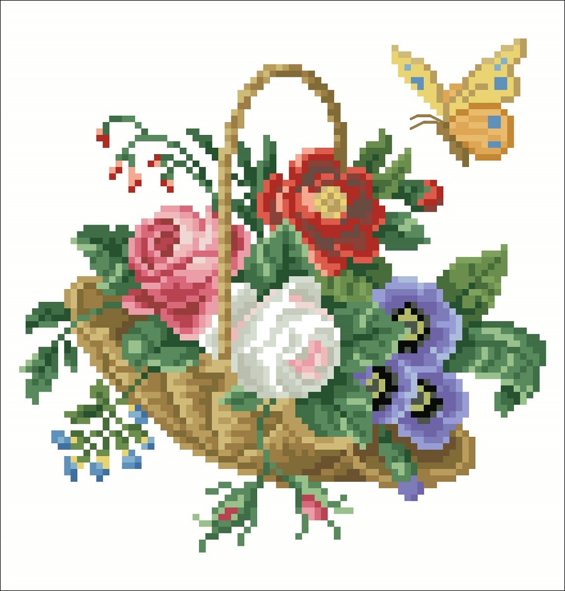 Butterfly Delight Cross Stitch Pattern: Antique Floral Bouquet (PDF) - Image 2