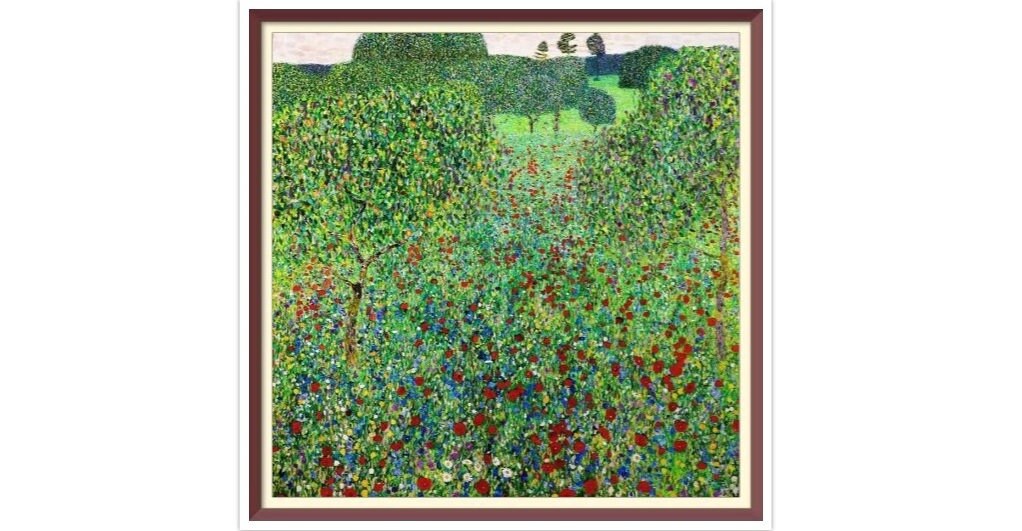 Gustav Klimt Poppy Field Cross Stitch Pattern (PDF Download)