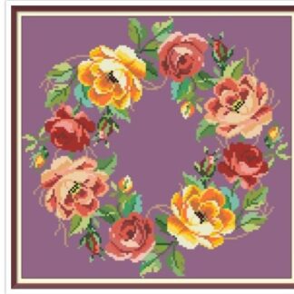 Flower Crown Cross Stitch Pattern: Antique Berlin Embroidery (PDF)