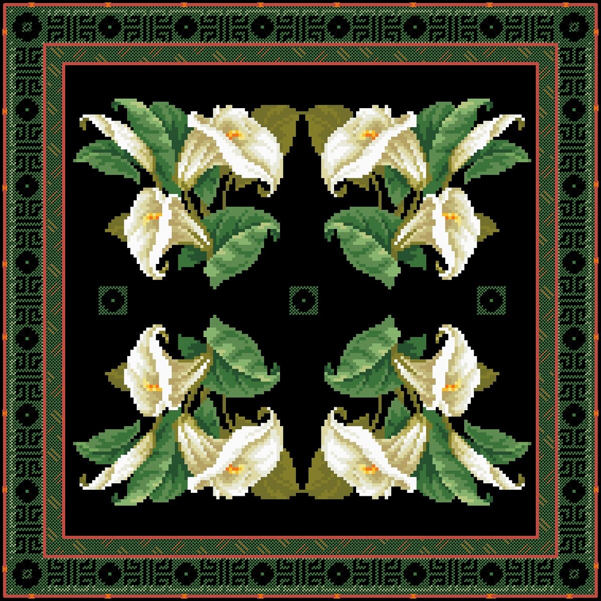 Antique Floral Cushion Cross Stitch Pattern: Berlin Embroidery (PDF) - Image 3