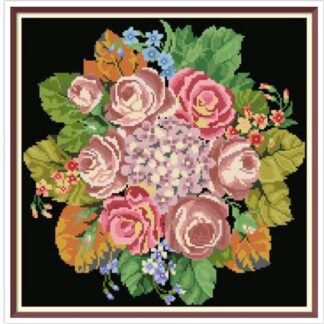 Victorian Footstool Cross Stitch Pattern: Antique Floral Bouquet (PDF)