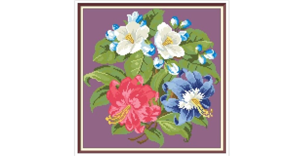 Antique Bouquet Cross Stitch Pattern: Berlin Embroidery (PDF) - Image 4
