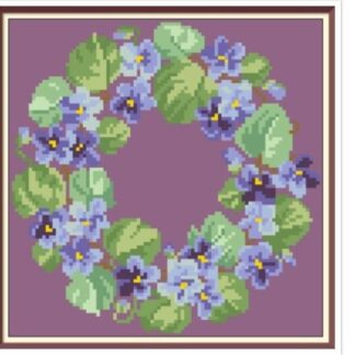 Antique Floral Wreath Cross Stitch Pattern: Berlin Embroidery (PDF)