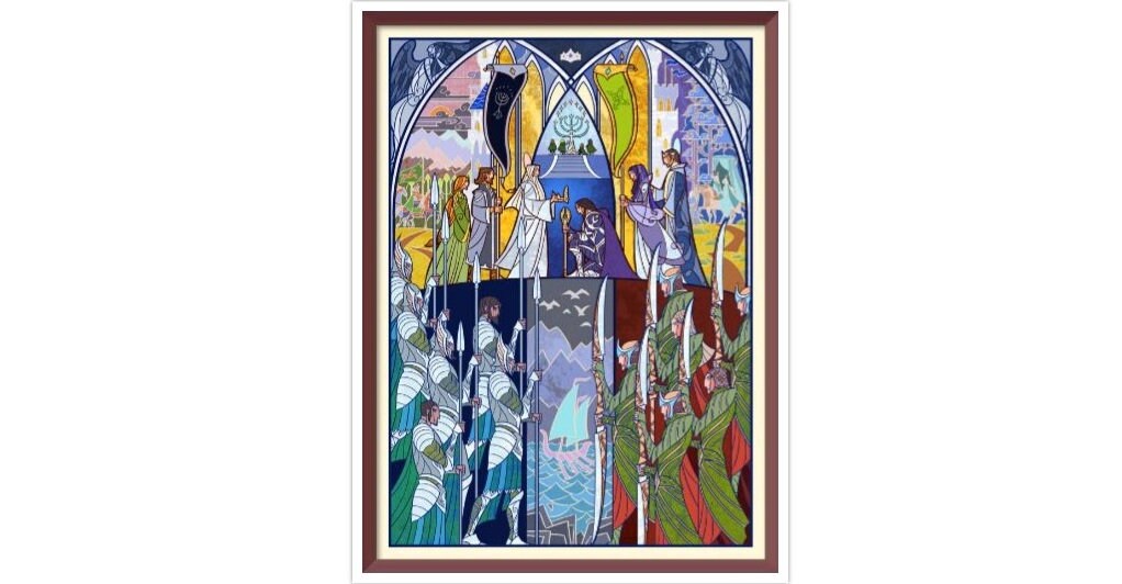 Fantasy Cross Stitch Pattern PDF Counted Vintage Full Cross Stitches 4 Sizes