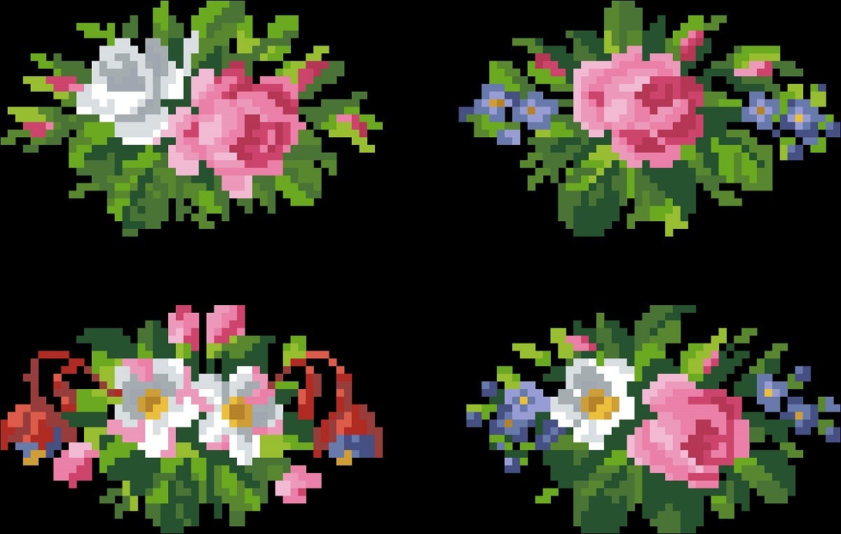 Miniature Bouquet Cross Stitch Pattern: Antique Berlin Embroidery (PDF) - Image 3