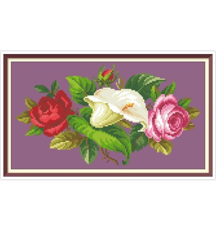 Antique Bouquet Cross Stitch Pattern: Berlin Embroidery (PDF) - Image 4