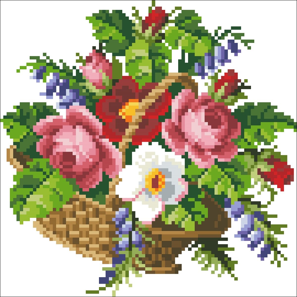 Antique Bouquet Cross Stitch Pattern: Berlin Embroidery (PDF) - Image 2