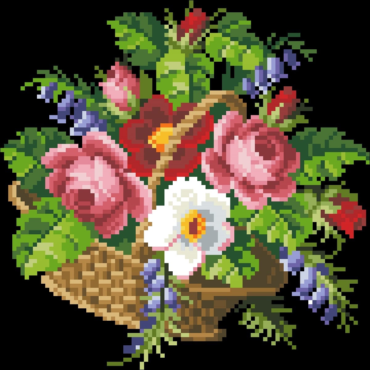 Antique Bouquet Cross Stitch Pattern: Berlin Embroidery (PDF) - Image 3