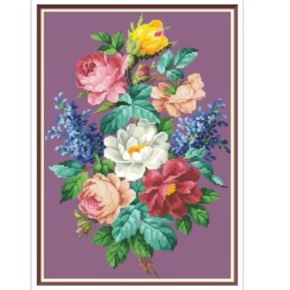 Antique Floral Cross Stitch Pattern: Forget-Me-Nots, Roses (PDF)