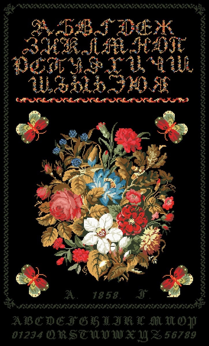Antique Floral Sampler Cross Stitch Pattern: Vintage History (PDF Pattern) - Image 3