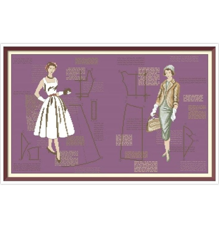 Vintage Cutting & Sewing Cross Stitch Pattern: Antique Design (PDF) - Image 4