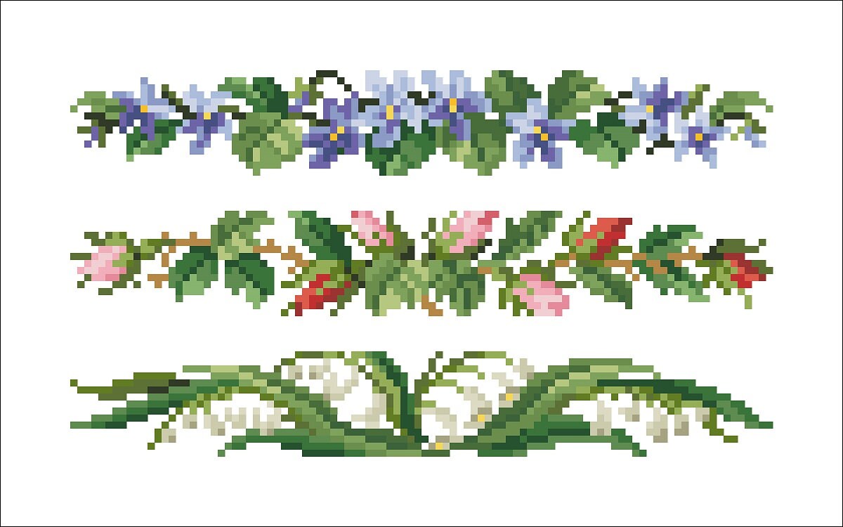 Flower Garland Cross Stitch Pattern: Antique Berlin Embroidery (PDF) - Image 2