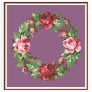 Antique Floral Wreath Cross Stitch Pattern: Berlin Embroidery (PDF)