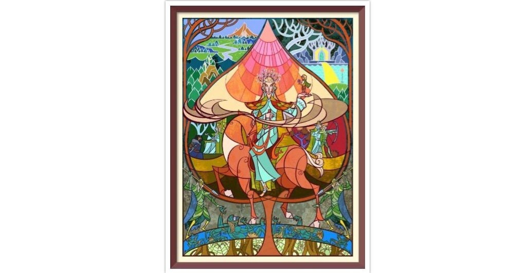 Fantasy Cross Stitch Pattern PDF Counted Vintage Full Cross Stitches 4 Sizes