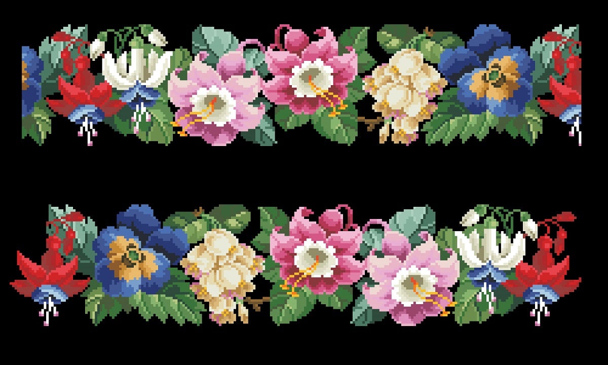 Antique Floral Border Cross Stitch Pattern: Berlin Embroidery (PDF) - Image 3