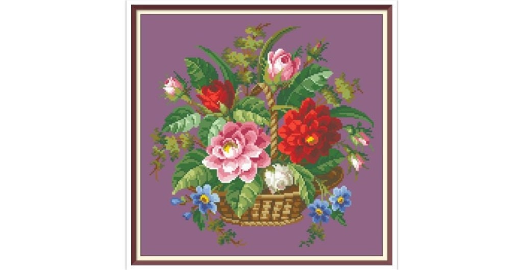 Antique Bouquet Cross Stitch Pattern: Berlin Embroidery (PDF) - Image 4