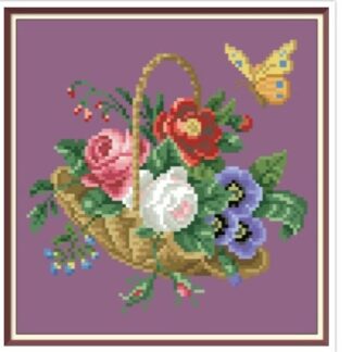 Butterfly Delight Cross Stitch Pattern: Antique Floral Bouquet (PDF)