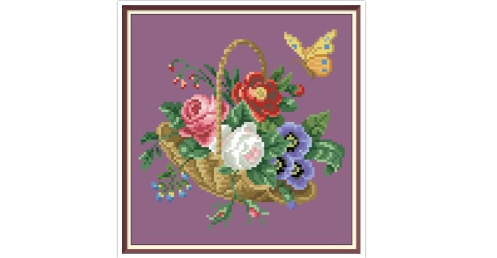 Butterfly Delight Cross Stitch Pattern: Antique Floral Bouquet (PDF)