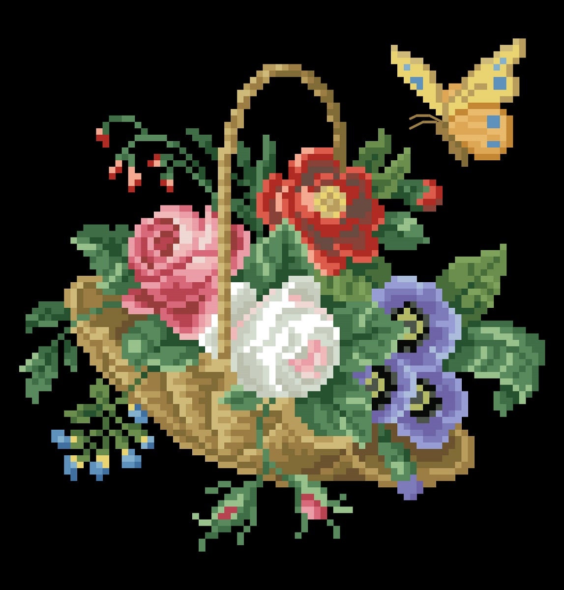 Butterfly Delight Cross Stitch Pattern: Antique Floral Bouquet (PDF) - Image 3