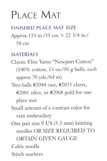 Vintage Cable Leaf Knit Place Mat & Pillow Pattern (PDF) - Image 2