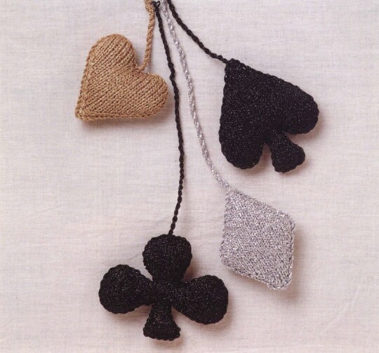 Vintage Game Room Ornaments Knitting Pattern: Card Suits Afghan (PDF Pattern)