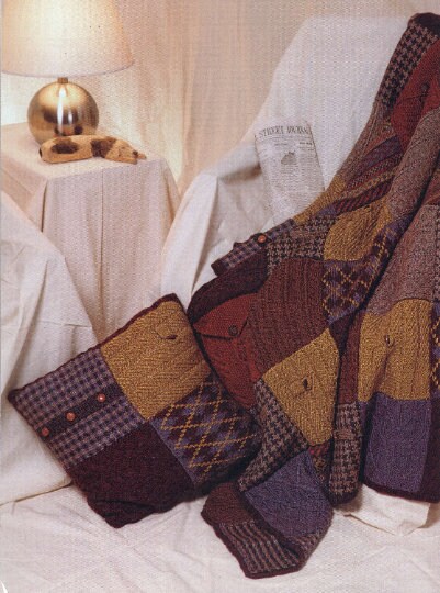 Gentleman's Sampler Afghan and Pillow Knitting Pattern: Vintage Home Decor (PDF)