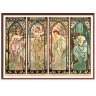 Vintage Alphonse Mucha Cross Stitch Pattern: Four Times of Day (PDF Pattern)