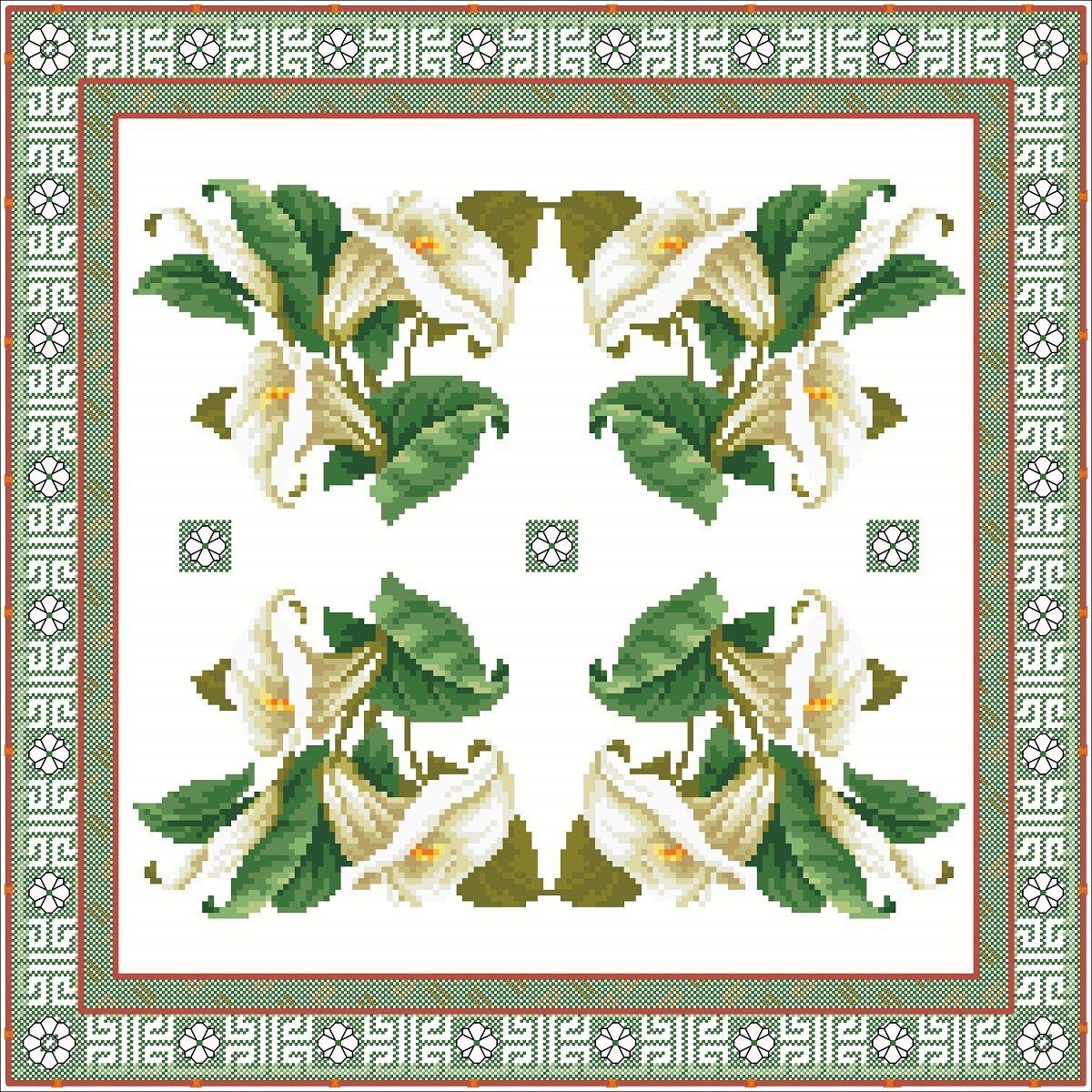 Antique Floral Cushion Cross Stitch Pattern: Berlin Embroidery (PDF) - Image 2