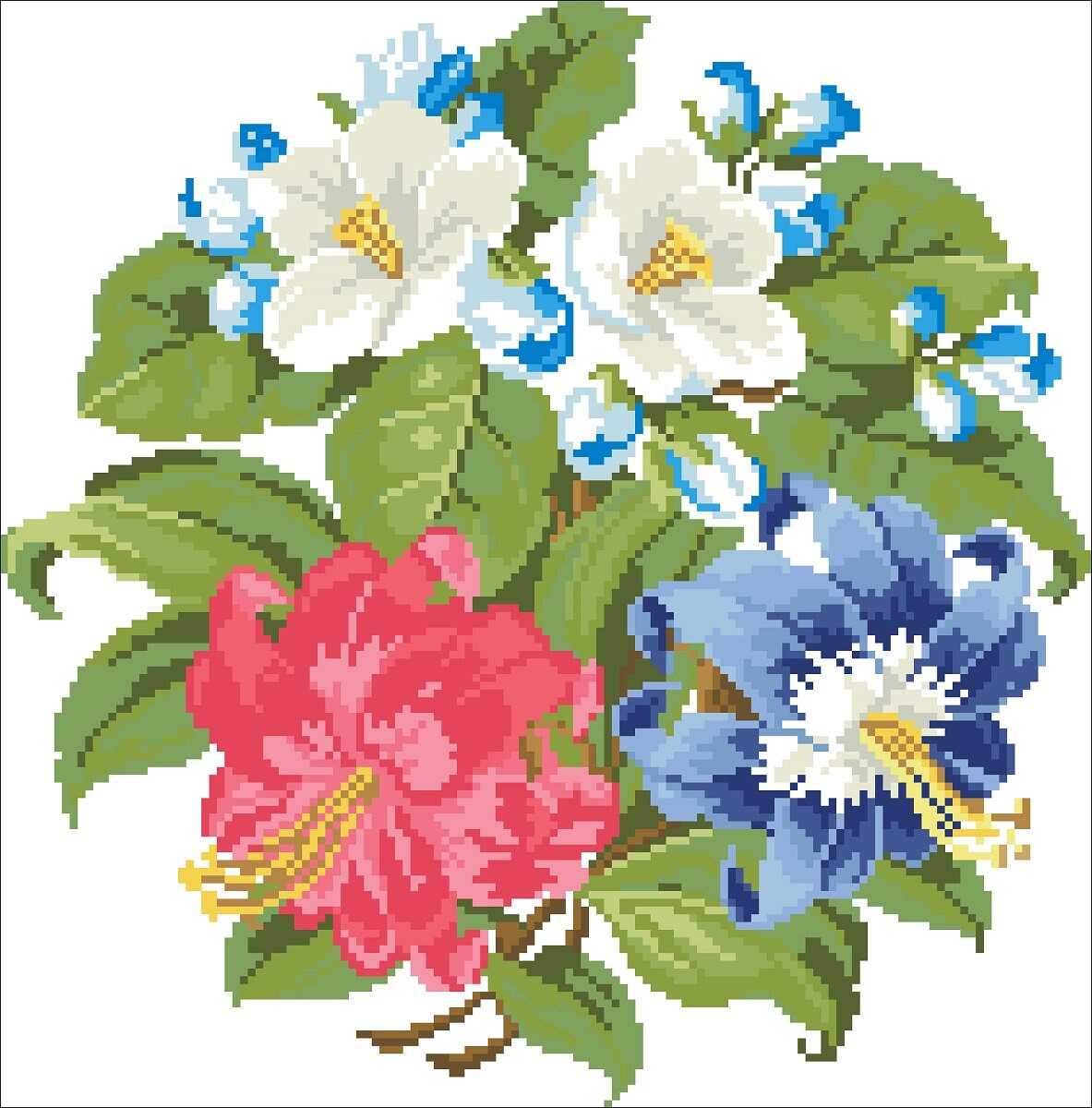 Antique Bouquet Cross Stitch Pattern: Berlin Embroidery (PDF) - Image 2