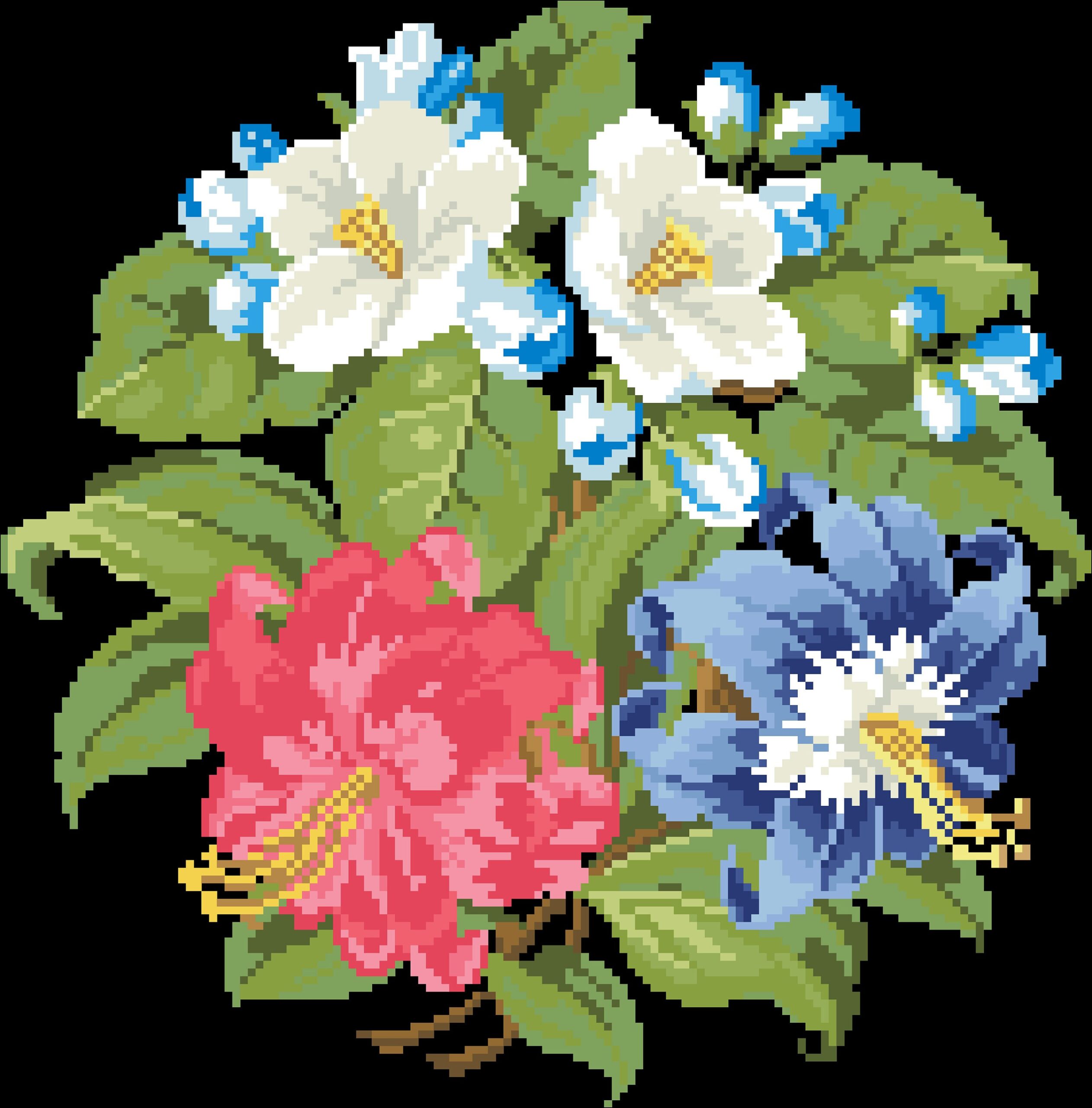 Antique Bouquet Cross Stitch Pattern: Berlin Embroidery (PDF) - Image 3
