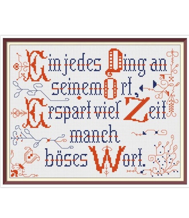 Vintage German Motto Cross Stitch Pattern: 19th Century Sampler (PDF) - Image 2
