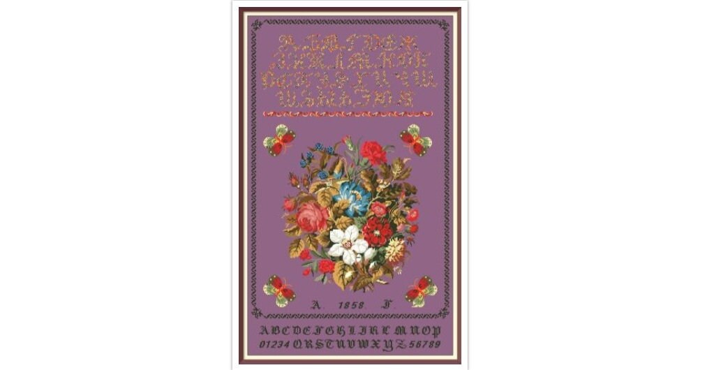 Antique Floral Sampler Cross Stitch Pattern: Vintage History (PDF Pattern)