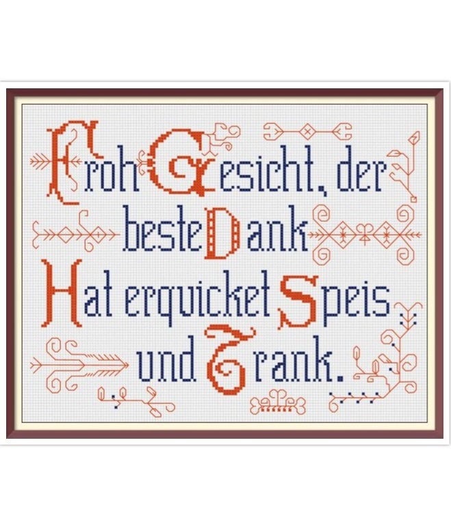 Vintage German Mottos Cross Stitch Pattern: 19th Century Sampler (PDF) - Image 2