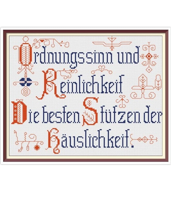 Vintage German Motto Cross Stitch Pattern: 19th Century Sampler (PDF) - Image 2