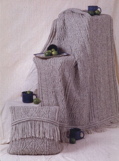 Diamond Drapes Afghan and Pillow Knitting Pattern - Vintage Home Decor (PDF)
