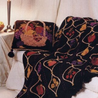Vintage Afghan and Fruit Basket Pillow Knitting Pattern (PDF)