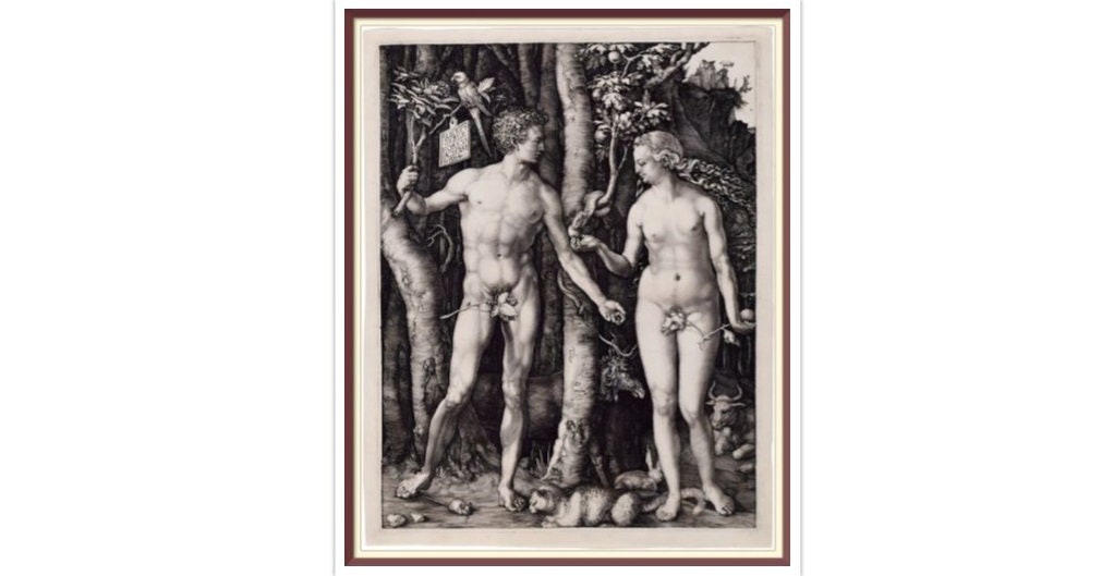 Adam and Eve Cross Stitch Pattern: Albrecht Dürer Vintage Art (PDF)