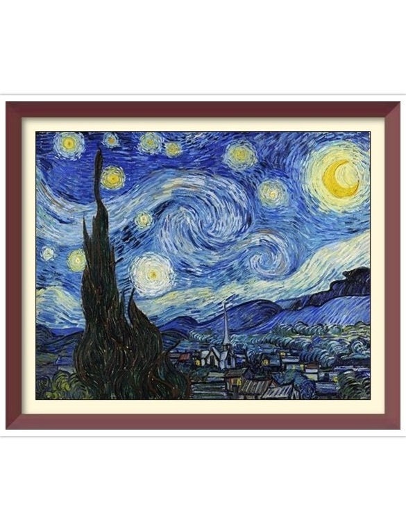 Starry Night Cross Stitch Pattern: Van Gogh Inspired (PDF)