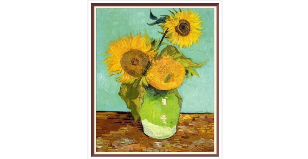 Van Gogh Sunflowers Cross Stitch Pattern: Vintage Floral Art (PDF)