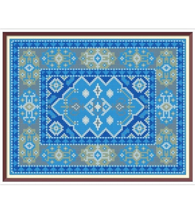 Miniature Oriental Rug Cross Stitch Pattern: 1700s Reproduction (PDF Download)