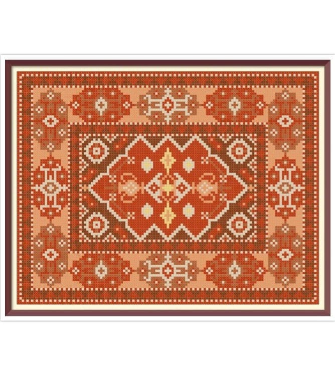 Dolls Rug Cross Stitch Pattern: Miniature Oriental Carpet (PDF Download)