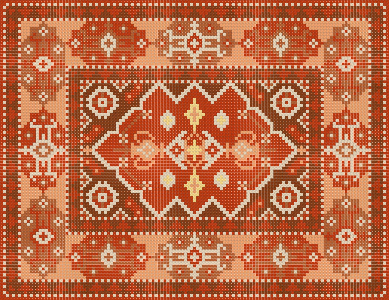 Dolls Rug Cross Stitch Pattern: Miniature Oriental Carpet (PDF Download) - Image 2
