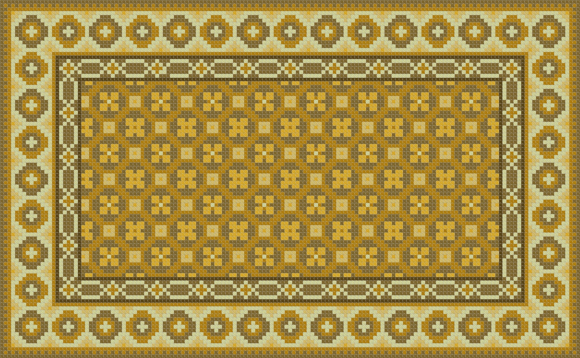 Cross Stitch Doll Rug Pattern: Miniature Oriental Carpet (PDF Download) - Image 2