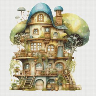 Cottage Cross Stitch Pattern: Magical House in Garden (PDF)