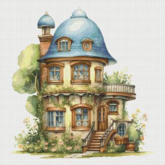 Cottage Cross Stitch Pattern: Magical House in Flowers (PDF)