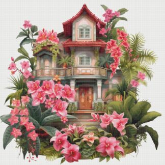 Cottage in Flowers Cross Stitch Pattern: Magical House Village (PDF)